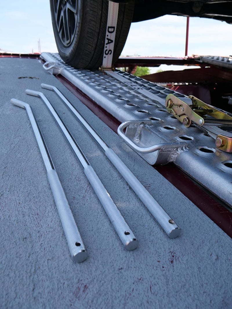 DAS D.A.S. Car Hauler Tie Down Bars [19 x 28 mm] Truck Trailer Bars for Flatbed Towing | Knurled Non-Slip Handle | Heavy Duty Winch Bars | Stainless Steel | Car & Motorbike - Image 5